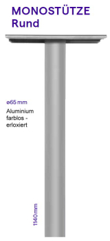 Stütze zum Einbetonieren Alu Rund 65 Ø mm