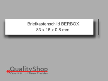 Briefkastenschild BERBOX  83 x 16 x 0,8 mm weiss