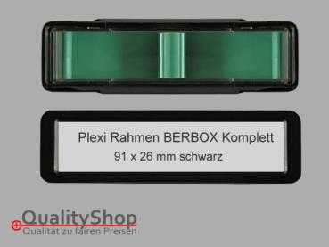 Briefkastenschild BERBOX Plexi Rahmen Komplett  91x26 mm schwarz