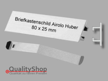 Briefkastenschild Huber Airolo 80×25 mit Feder Alu farblos
