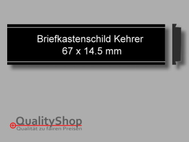 Briefkastenschild Kehrer Schwarz 67x14.5 mm