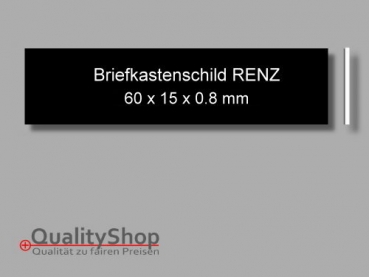 Briefkastenschild RENZ  60 x 15 x 0,8 mm schwarz matt