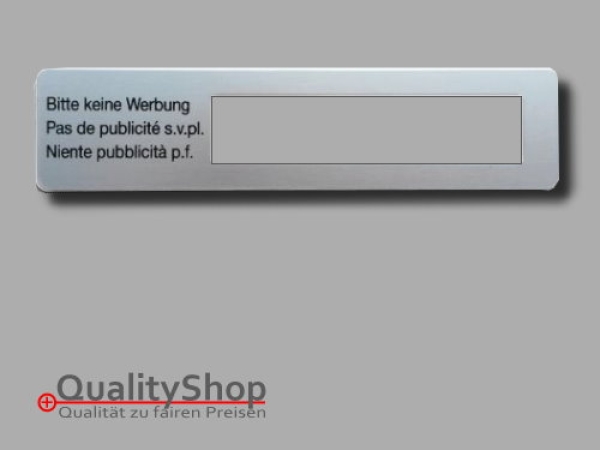 Schild "Bitte keine Werbung" Aluminium 135 x 31 mm